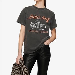 Anine Bing Lili T-Shirt Motorcycle in Charcoal